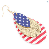 Americana Patriotic USA Glitter Teardrop Earrings