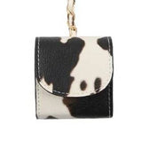 Cow Print  Earbud Case Keychain