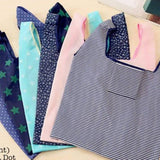 Pink Stripes Reusable Folding Travel Shopping Bag