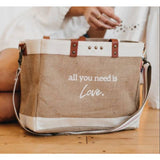 All You Need Is Love Jute Crossbody Tote