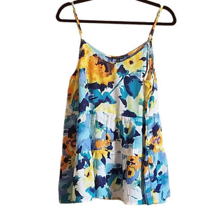 Blue, Yellow White Floral Swing Cami Top S