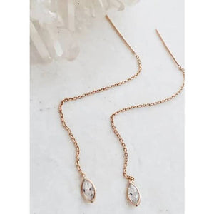 Rose Gold Clear Crystal Threader Earrings