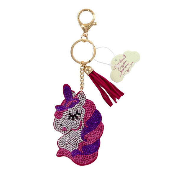 Pink & Purple Unicorn Sparkle Keychain