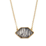 Black White Zebra Print Pendant Necklace
