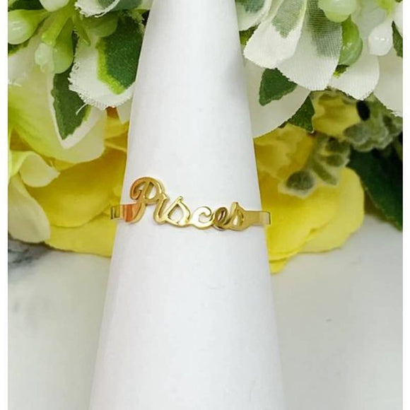 Pisces Zodiac Scripted Stacking Layering Ring