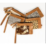 Framed Leather & Cowhide Animal Print Wristlet