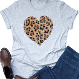 Leopard Distressed Heart on Heathered Gray Graphic Tee