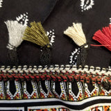 Black Border Print Kimono w/ colored Tassels
