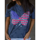Americana Patriotic Butterfly Blue Star Graphic Tee shirt