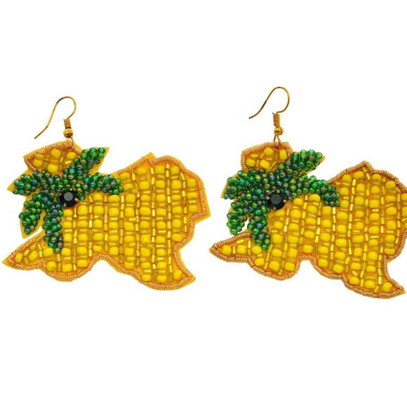 Beaded Texas State Pineapple Inspired Statement Earrings