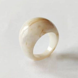 Cream & Tan Swirl Chunky Dome Acrylic Ring - 8