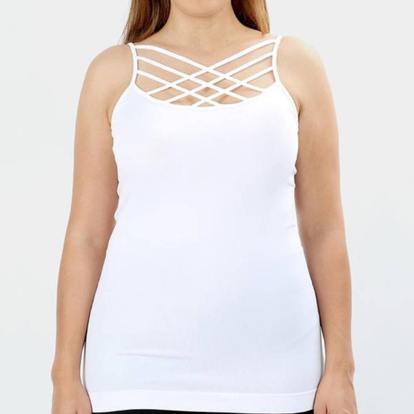 White Criss Cross Camisole 1x/2x