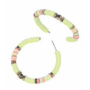 Bright Yellow Multi Color Katsuki & Gold Beads Hoops