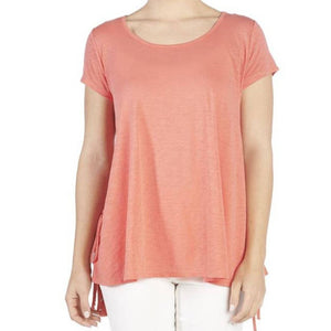 Lace Up Side Tee - Coral