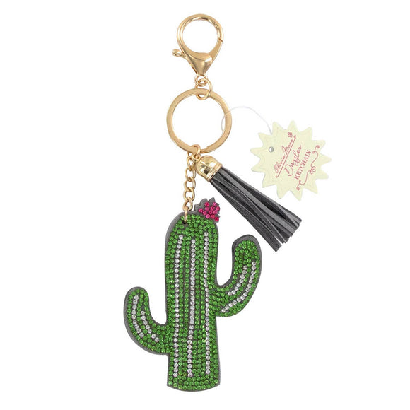 Green Cactus Sparkle Keychain