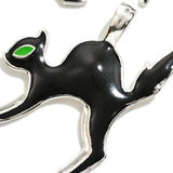 Enamel Black Cat Pendant & Dangle Earrings Jewelry Set