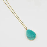 Turquoise Teardrop Necklace - Gold