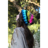 Oversized Chunky Yarn Rainbow Beanie