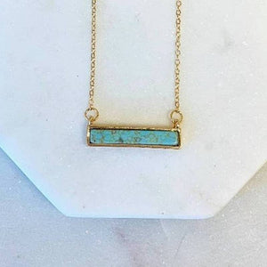 Turquoise Stone Bar Layering Gold Necklace