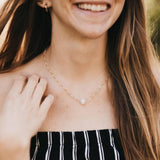 Freshwater Pearl Glass Stone Gold Choker Necklace