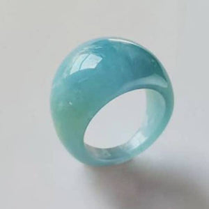 Aqua Blue Chunky Dome Acrylic Ring size 8