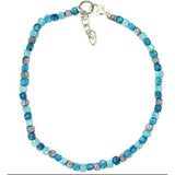 Tidal Waves Marbled Blue Bead Anklet