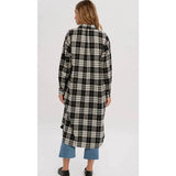 Black White Plaid Flannel Longline Shacket