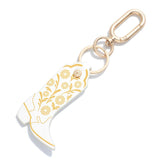 White Leather Like Paisley Cowboy Boot Keychain