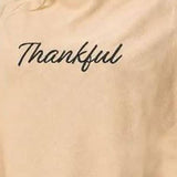 Camel Poncho with Script Thankful in Black