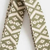 Crossbody Purse Bag Strap Olive Cream Geometric Woven