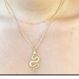 Winding Serpent Snake Statement Layering Gold Necklace