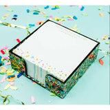 Glitter Confetti Acrylic Holder + Sticky Note Reminder Set