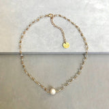 Freshwater Pearl Glass Stone Gold Choker Necklace