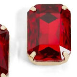 Rectangle Jewel Stud - Red
