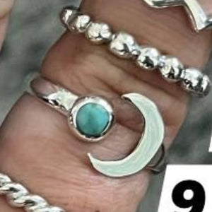 Sterling Celestial Crescent Moon Turquoise Ring