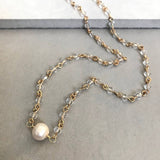 Freshwater Pearl Glass Stone Gold Choker Necklace