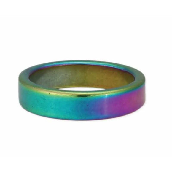 Rainbow Hematite Stone Band Ring