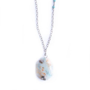 Amazonite Pendant Long Statement Necklace