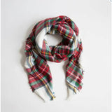 White Red Plaid Blanket Scarf