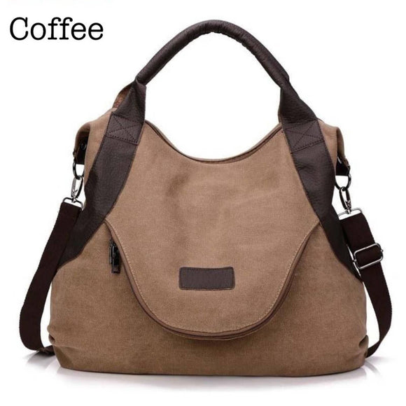 Coffee Brown Canvas Tote Handbag
