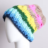 Oversized Chunky Yarn Rainbow Beanie