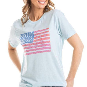 Light Blue American Flag Short Sleeve T-Shirt