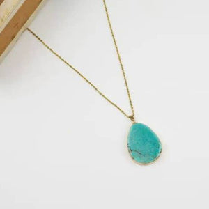 Turquoise Teardrop Necklace - Gold