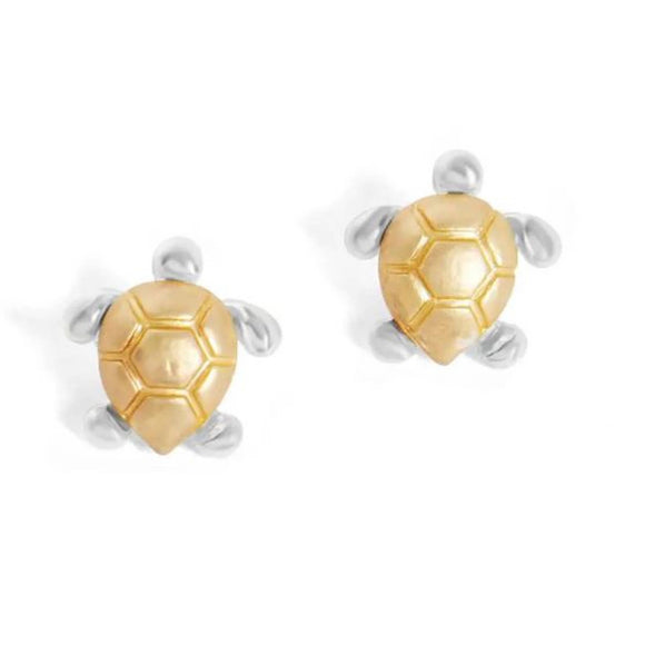 Mixed Metal Gold Silver Turtle Studs