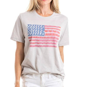 Cool Grey American Flag Short Sleeve T-Shirt