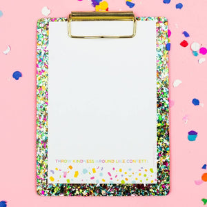 Glitter Confetti Acrylic Clipboard & Notepad