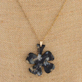 Black & White Resin Shamrock Clover leaf earring and necklace set