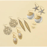 Beach Starfish Dangle Earrings - Silver