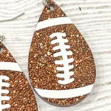 Glitter Football Resin Acrylic Teardrop Dangle Earrings