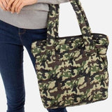 Green & Tan Camo Quilted Shoulder Bag Purse